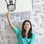 Intelligence - Woman Draw a Light bulb in White Board